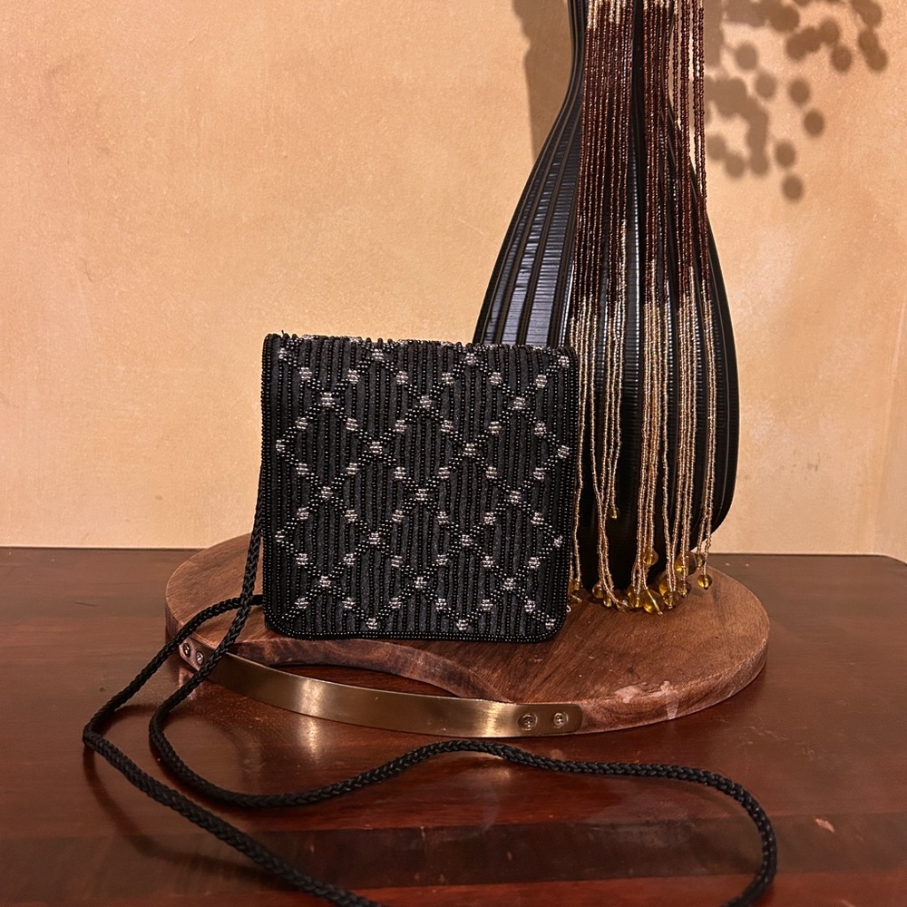 La Regale Black Beaded Mini Bag